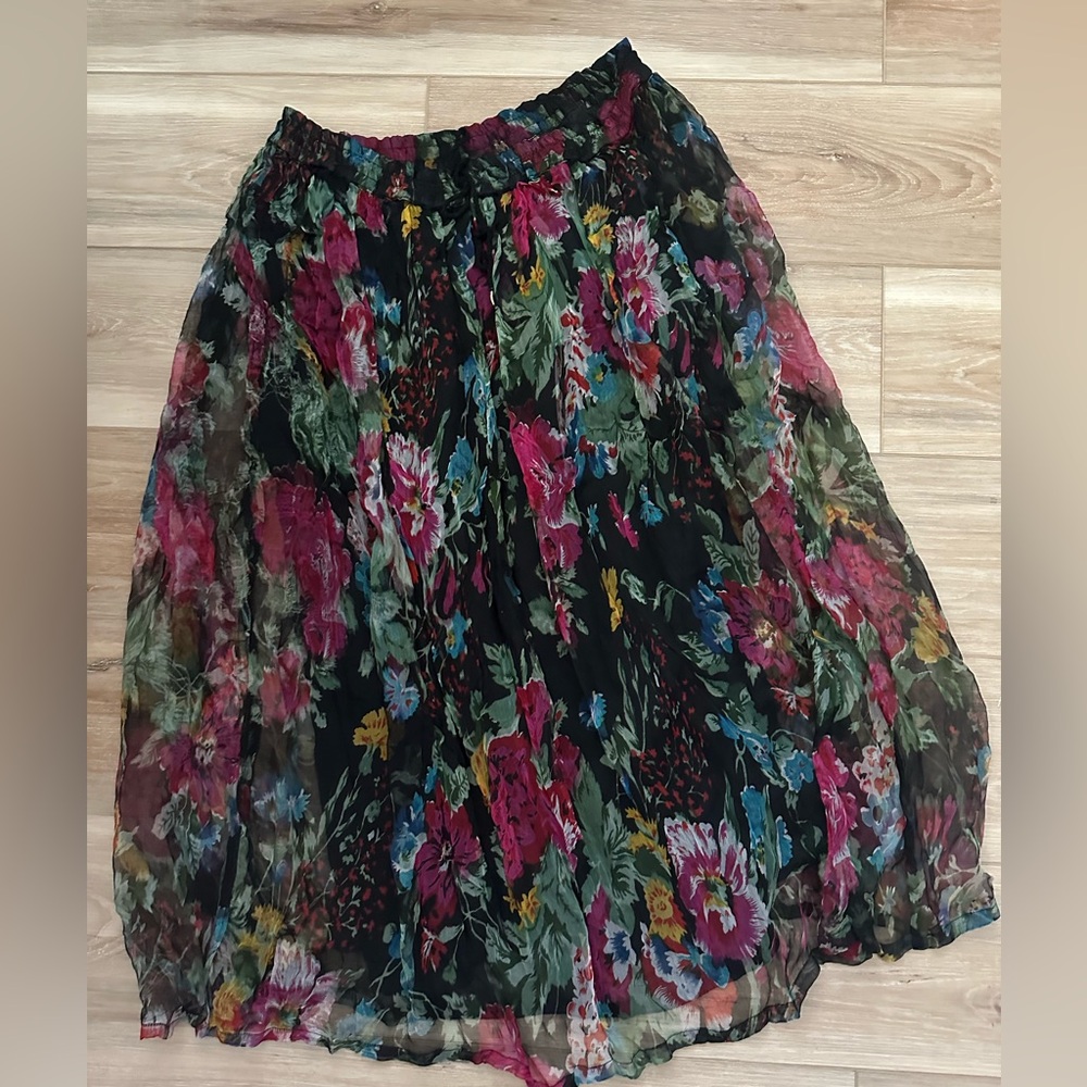 Vintage Gold Star  Boho Floral Skirt M